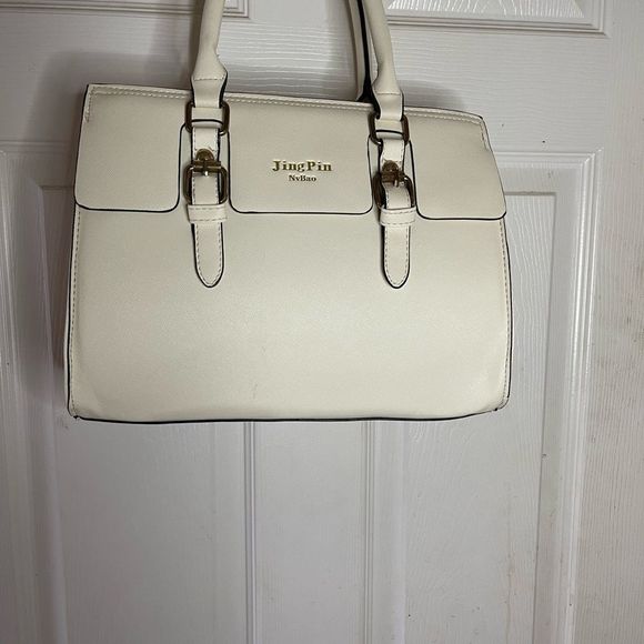 NWOT Jing Pin NvBao beige satchel with detachable shoulder strap make up bag - Picture 12 of 12